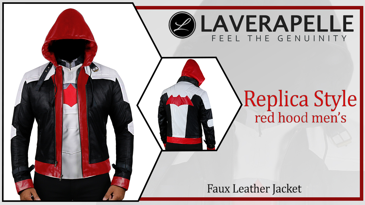 Lasumisura Replica Style Red Hood Men's Faux Leather Jacket + Vest